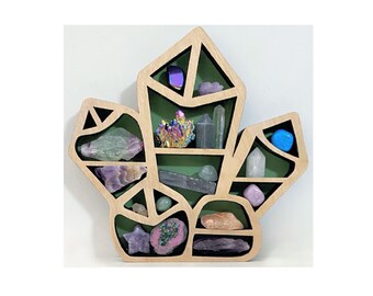 3D Wooden Green Stone Storage - Green Crystal Organiser for the desk or table. Wooden Storage Crystal Decoration. Gifts for Stone Lovers