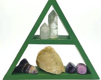 Wooden Table Shelving: Crystal, Gemstone Storage Shelf