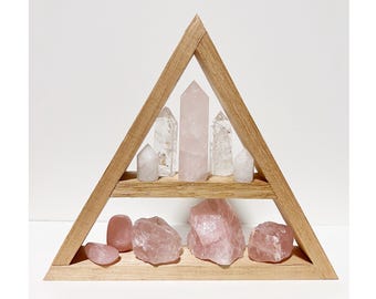 Triangle Crystal Shelf - Wooden Crystal Display - Living Room Ornaments