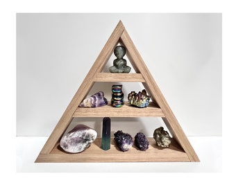 Wooden Crystal Storage - Triangle Shelf - Shelving for Gemstones and Minerals