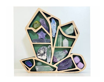 3D Wooden Green Stone Storage. Wooden Storage Crystal Decoration. Gifts for Stone Lovers. Green Crystal Organiser for the desk or table