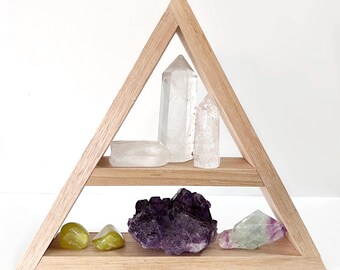 Wooden Crystal Storage - Triangle Shelf - Shelving for Gemstones and Minerals