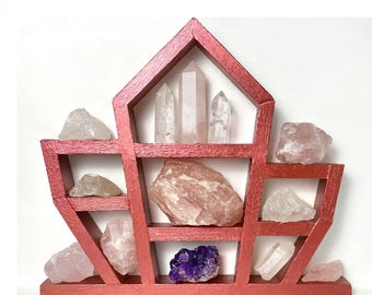 Wooden Crystal & Stone Shelving | Choose Your Color | Personalized Home Decor
