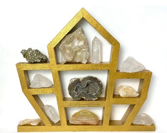 Crystal shelf for Stones & Minerals - Natural Wood Decor