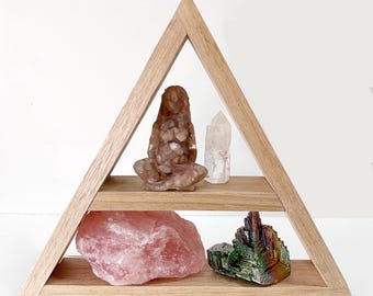 Wooden Crystal Storage - Triangle Shelf - Shelving for Gemstones and Minerals