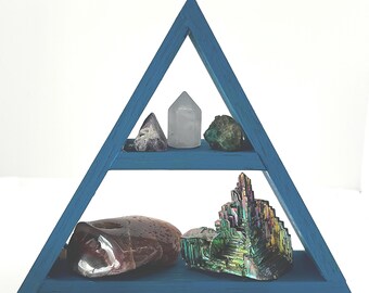 Wooden Shelf for Stones and Crystals: Meditation Room Decor, Sacred Zen Space