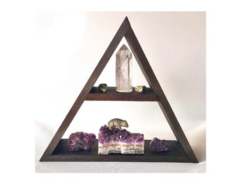 Triangle Crystal Shelf - Wooden Crystal Display - Living Room Ornaments -
