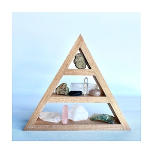 Meditation Altar | Crystal Shelf | Witchy Decor | Sacred Zen Space Shelving | Pagan Witch Tool Display | Wooden Earth Gemstone Storage