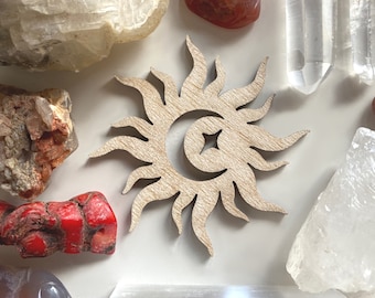 Crystal Holders - Sun and Moon - Energy Charging - Wooden Altar Plates