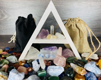 Crystal Gift Box: Handmade Shelf with 10-Piece Crystal Lucky Dip