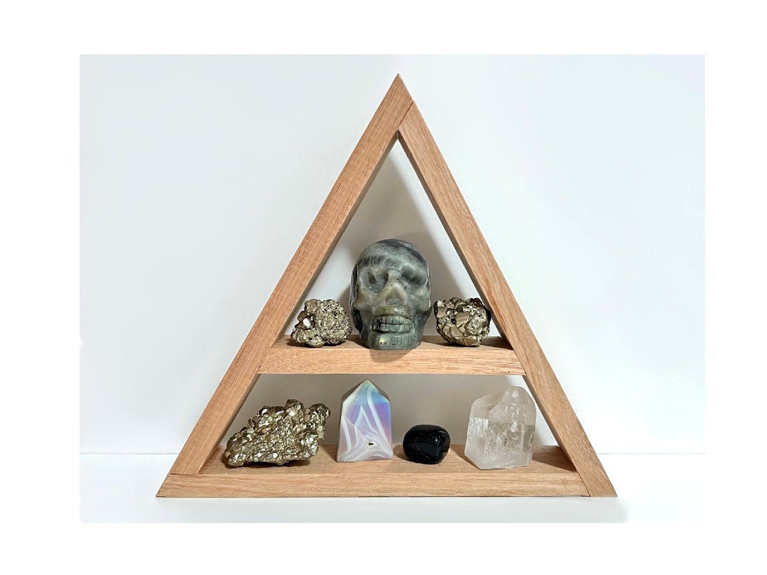 Stone Storage Rack Triangle Wooden Crystal Storage - Triangle Shelf - Shelving for Gemstones and ...