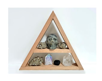 Wooden Crystal Storage - Triangle Shelf - Shelving for Gemstones and Minerals