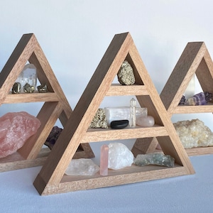 Wooden crystal shelf deals