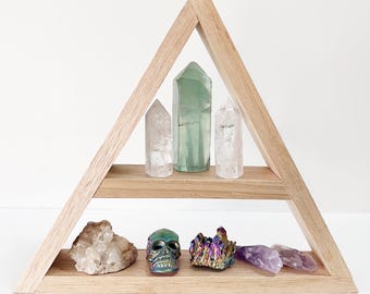Wooden Crystal Storage - Triangle Shelf - Shelving for Gemstones and Minerals