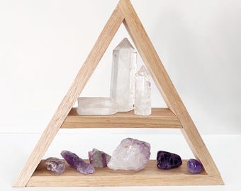 Wooden Crystal Storage - Triangle Shelf - Shelving for Gemstones and Minerals