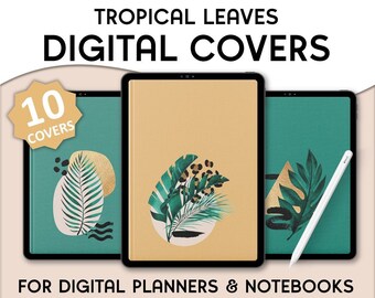 Digital Planner Cover Set, Tropical GoodNotes Digital Cover, Digital Notebook Covers, Covers for iPad Digital Planners, Notability Noteshelf