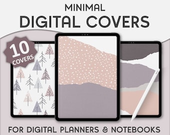 10 Minimal Digital Planner Covers, Minimalist Digital Cover, Digital Notebook Covers, GoodNotes Covers iPad Planners, Notability, Noteshelf