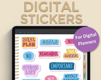 Colorful Digital Stickers, Cool stickers for Digital Planning, Digital Planner Sticker Set, Financial Stickers, Note and Reminder Stickers