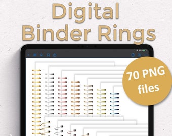 Digital Planner Rings, Metallic Digital Spiral Coil Binder Rings, Digital Spiral Binder, Digital Binder Clip Art, Single and Double Spine