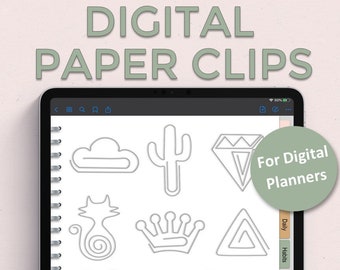 Silver Digital Paper Clips, Digital Planner Paperclips, Digital Clips, Golden Digital Planner Paper Clip Sticker Set, Paper Clip Clipart