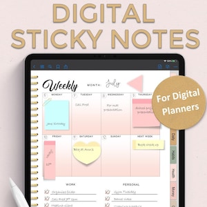 Digitale Sticky Notes Sticker, Pastell Post It PNG Sticker für die digitale Planung, Digital Planner Sticky Note Set, GoodNotes Sticky Notes