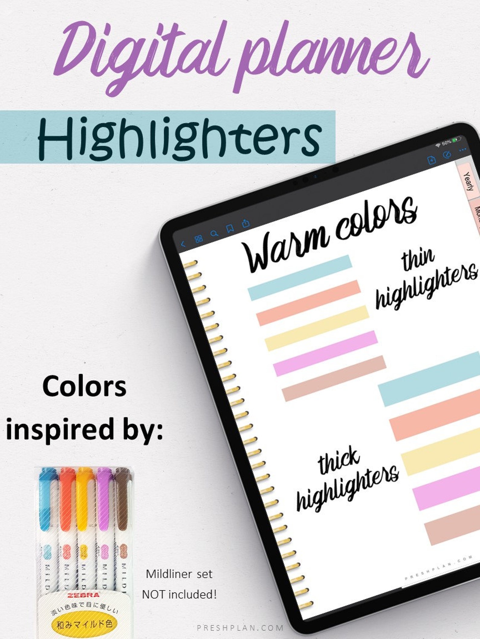 Highlighters for Digital Planners, Digital Planning Highlighters