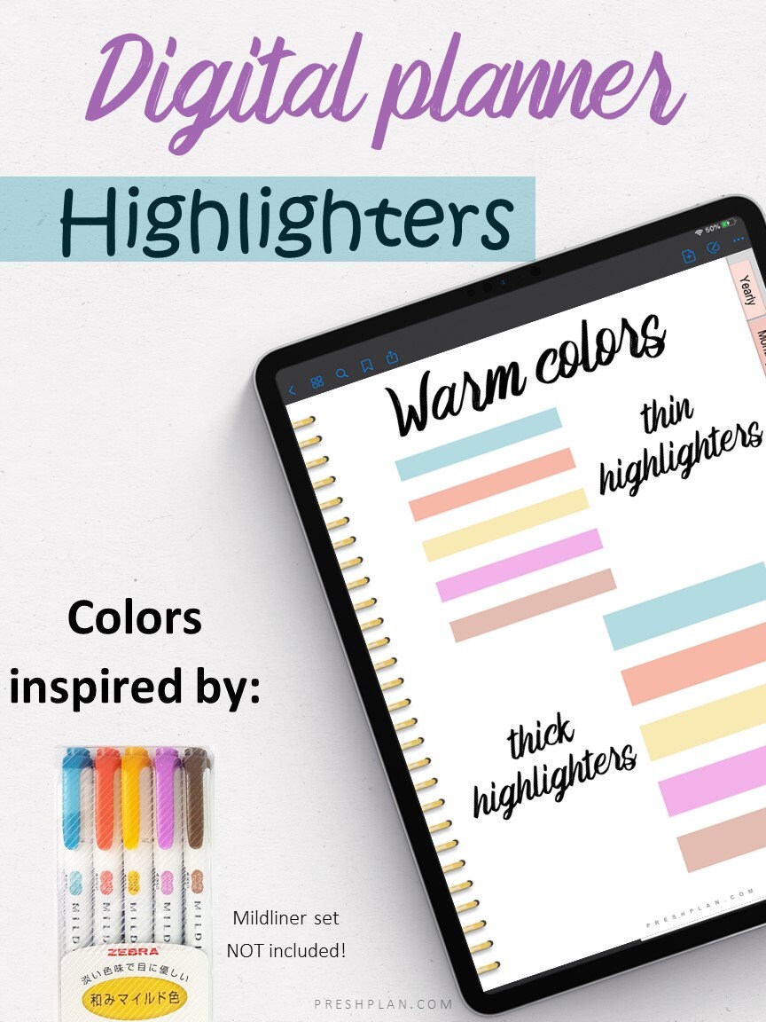 Highlighters for Digital Planners, Digital Planning Highlighters