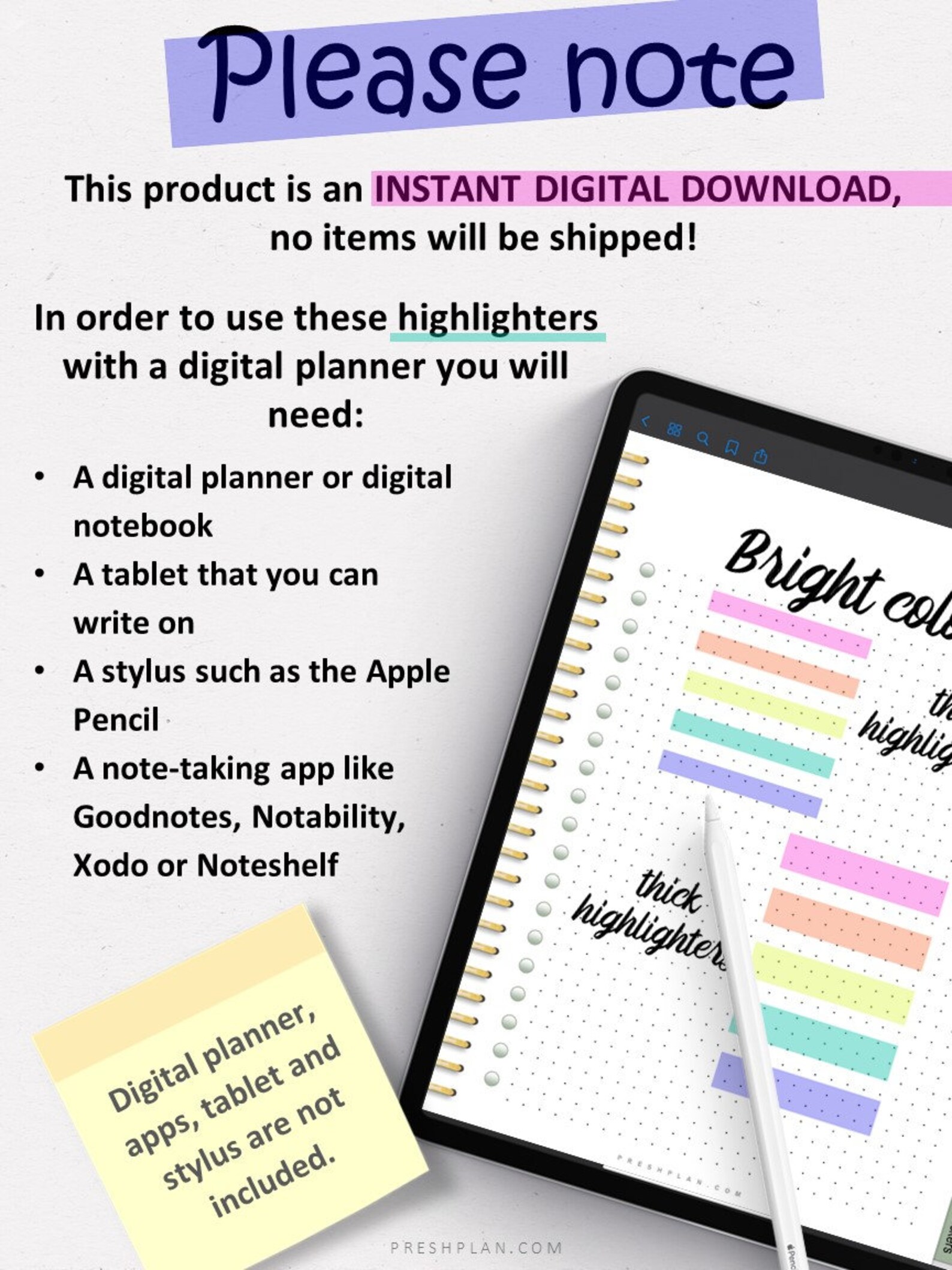 Highlighters for Digital Planners, Digital Planning Highlighters