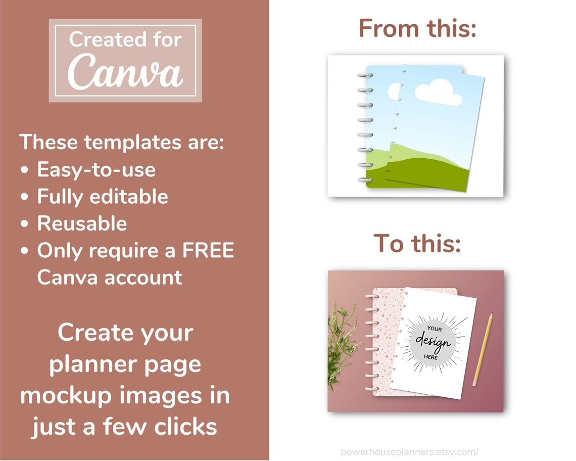 Discbound Planner Mockup Bundle for Canva, Printable Planner Insert