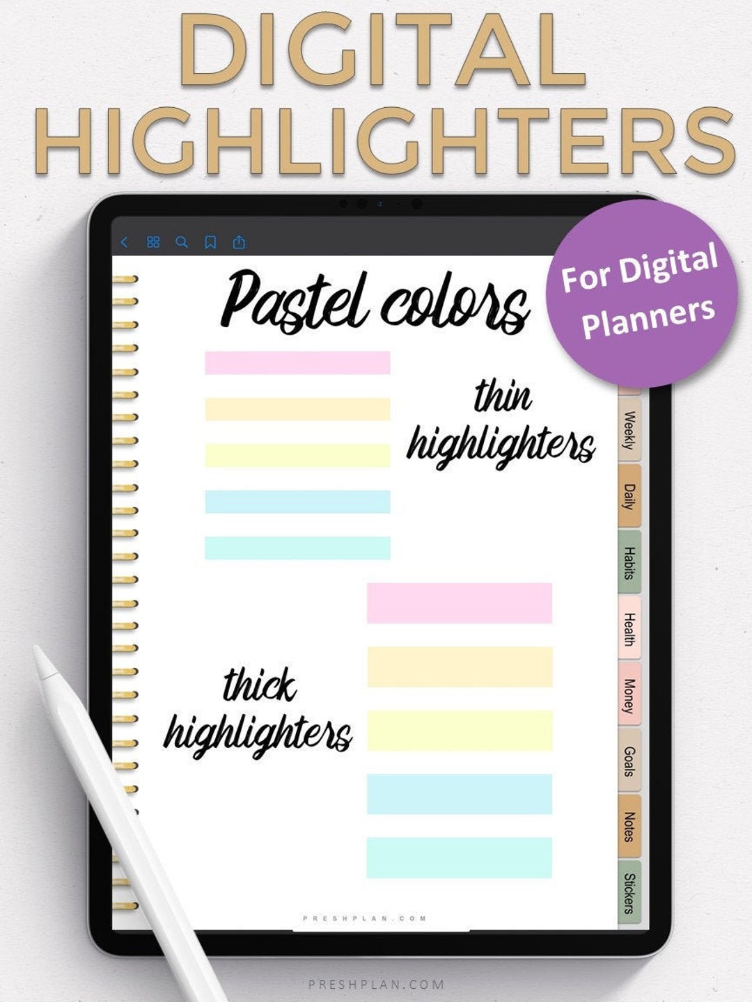 Highlighters for Digital Planners, Digital Planning Highlighters