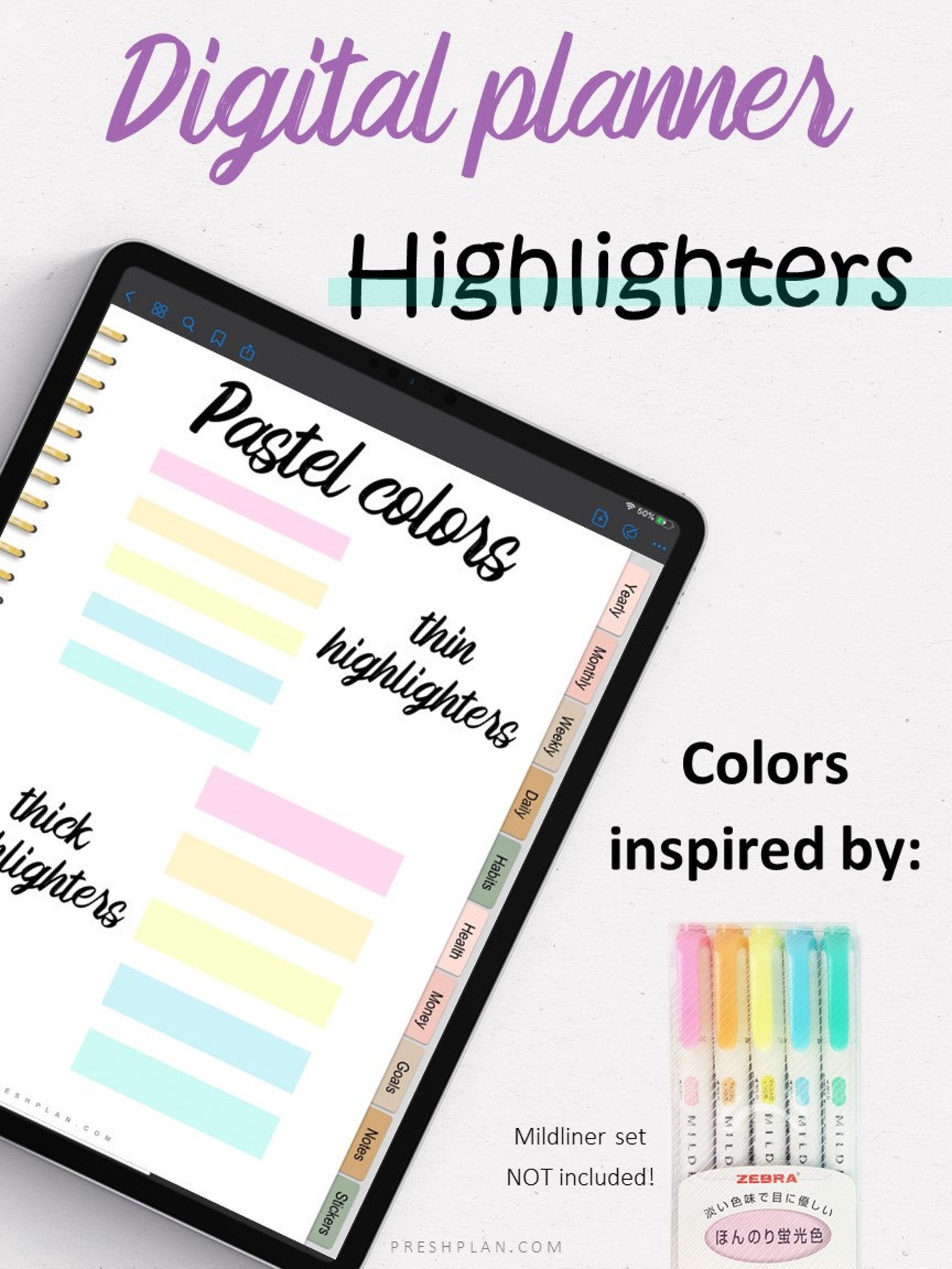 Highlighters for Digital Planners, Digital Planning Highlighters