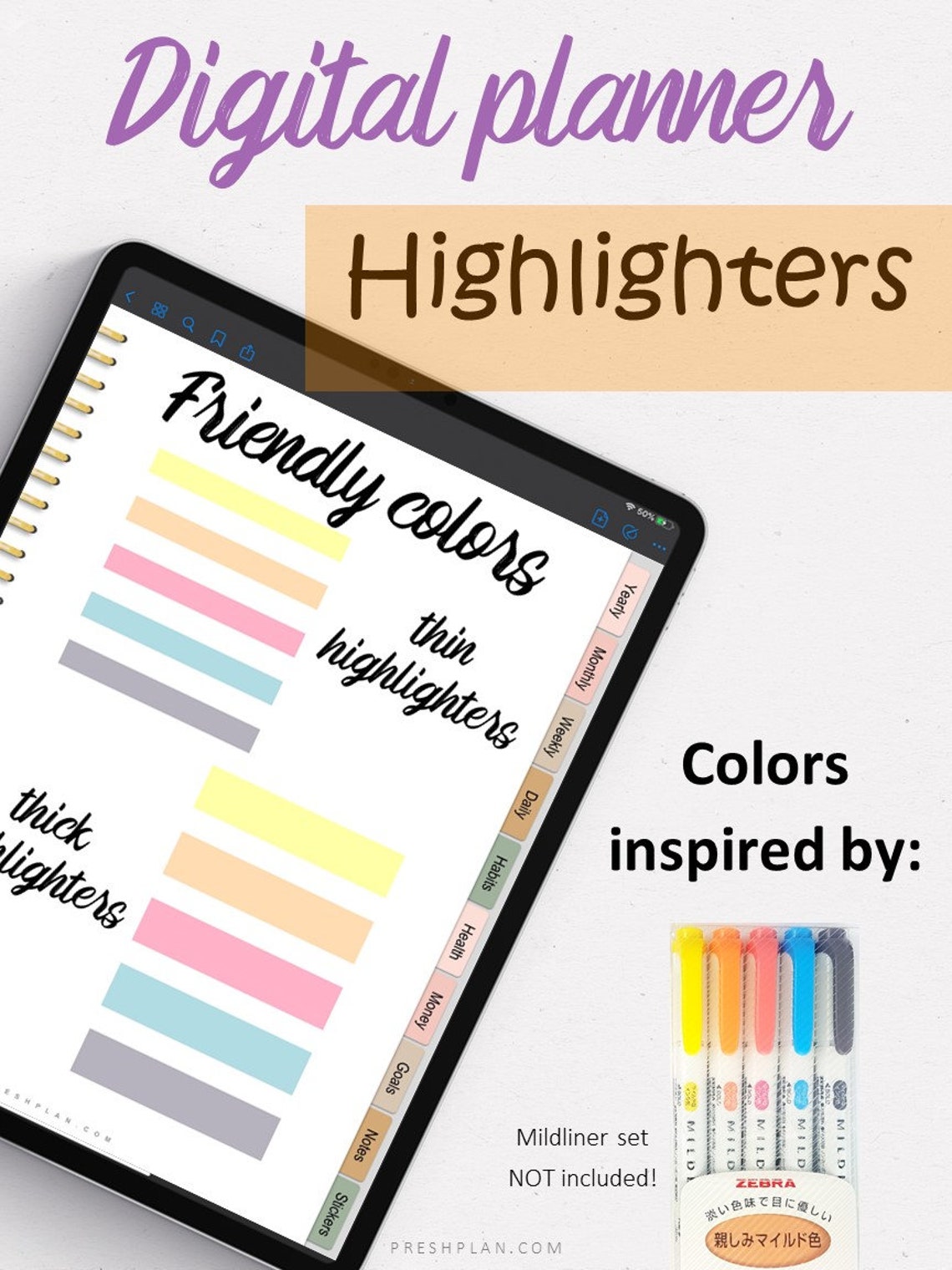 Highlighters for Digital Planners, Digital Planning Highlighters