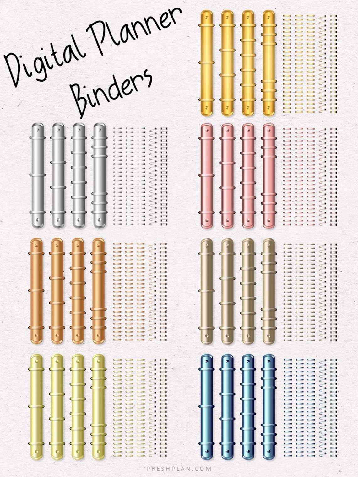 Digital Planner Rings Metallic Digital Spiral Coil Binder ...