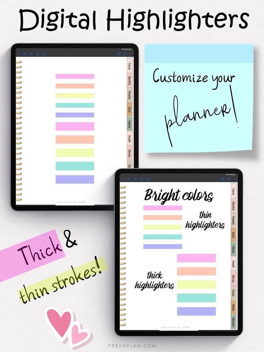 Highlighters for Digital Planners, Digital Planning Highlighters