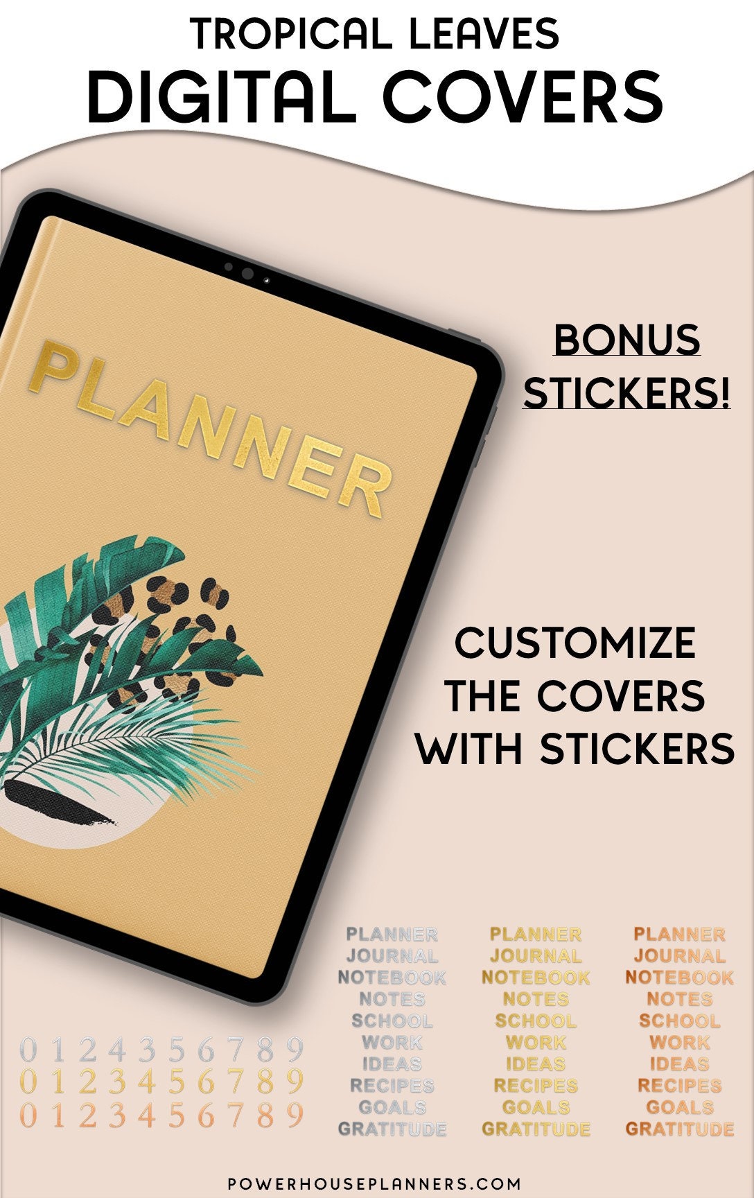 Digital Planner Cover Set, Tropical Goodnotes Digital Cover, Digital ...