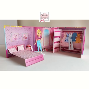 Casa delle bambole di carta, giocattoli di carta, bambola di carta Emma, bambola di carta e vestiti, disegno e colorazione per bambini, regalo per ragazza