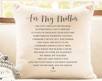 Mother’s Day gift, Customized Gift for Mom, Pillow for Mom from kids, Personalized Pillow Cover, Mom Poem, Gift for Grandma