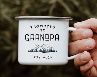 Pregnancy Announcement Gift for Grandpa Est 2022, New Grandpa Mountain Camping Cup, Future Grandfather, Baby Shower Gift For Grandpa To Be