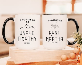 Personalized Aunt & Uncle Mug Set, Pregnancy Announcement Cup, Campfire Mug Soon To Be Aunt Gift, Custom Name Future Uncle Glass Mug