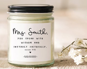 Regalo personalizzato per l'insegnante, Candela per l'insegnante cristiano, Regali per l'insegnante incoraggiante, Candela per l'insegnante, Regalo per l'insegnante, Regalo per l'insegnante