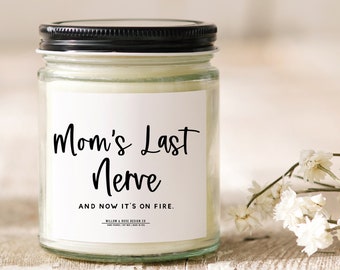 Candela per la festa della mamma, Regalo di compleanno, Candela mamma divertente, Ultimo nervo delle mamme, Candela di soia da 9 once, Regali della mamma divertente, Candela della mamma, Regalo di apprezzamento,