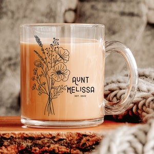 Custom Aunt Mug, New Aunt Mug Est 2022, Bae Mug, Pregnancy Announcement Cup, Camp Mug Soon To Be Auntie Gift, Custom Name Future Aunt Glass