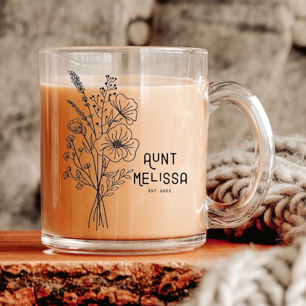 Custom Aunt Mug, New Aunt Mug Est 2022, Bae Mug, Pregnancy Announcement Cup, Camp Mug Soon To Be Auntie Gift, Custom Name Future Aunt Glass