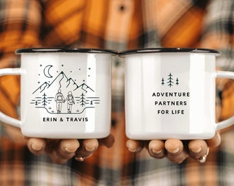 Personalized Couple Mug, Wedding Shower Gift Idea, Mountain Mug, Custom Couple Camping Mug, Engagement Wedding Anniversary Gift,