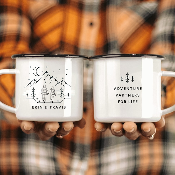 Personalized Couple Mug, Wedding Shower Gift Idea, Mountain Mug, Custom Couple Camping Mug, Engagement Wedding Anniversary Gift,