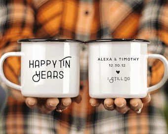 Happy Tin Years Camp Mug, Tin Year Anniversary Mug, Customized Husband Gift, Personalized Anniversary Gift, Anniversary Gift for Wife