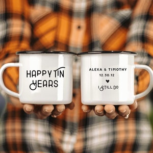 Happy Tin Years Camp Mug, Tin Year Anniversary Mug, Customized Husband Gift, Personalized Anniversary Gift, Anniversary Gift for Wife