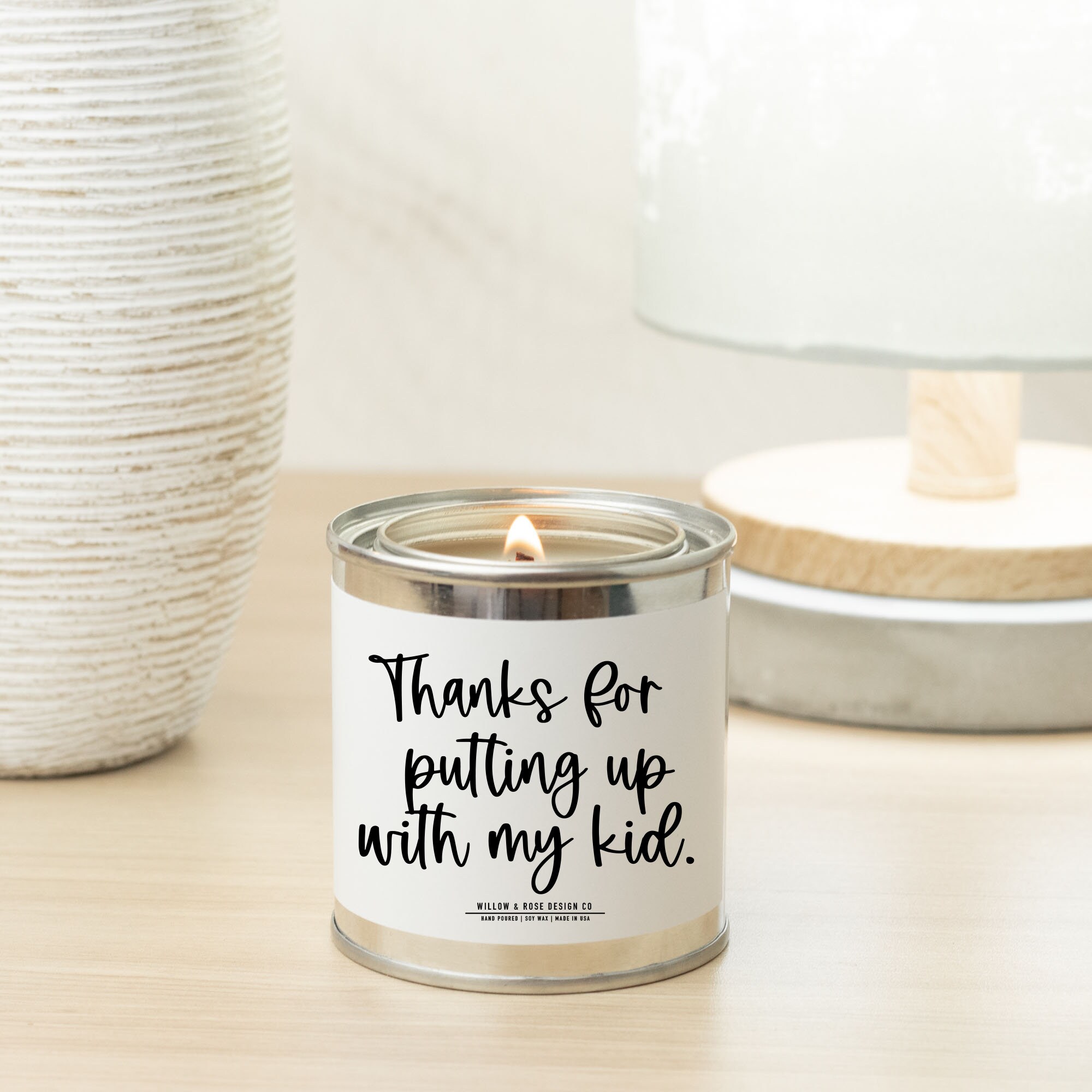 Thanks for Putting up With My Kid, Funny Teacher Gifts, Teacher Candle ...