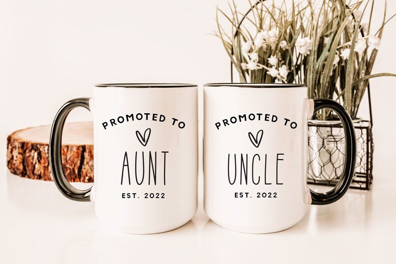 Personalized Aunt and Uncle Mug Set, New Aunt Gift, Pregnancy ...