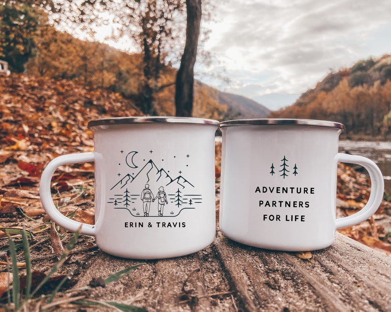 Personalized Couple Mug, Wedding Shower Gift Idea, Mountain Mug, Custom Couple Camping Mug, Engagement Wedding Anniversary Gift, image 3